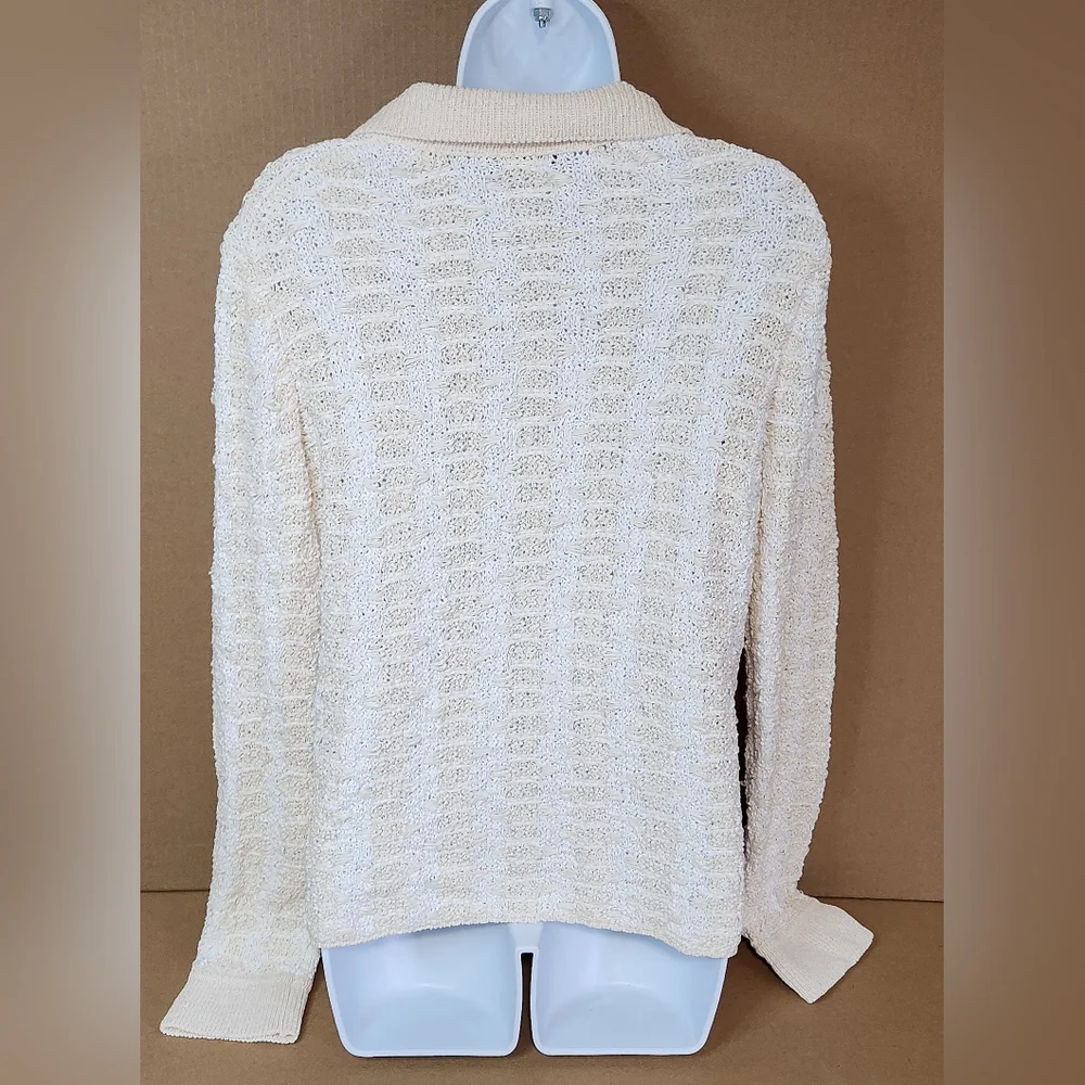 Vince Women's Geometric Cardigan Off White Sweater. Size Women’s Large - Picture 3 of 9